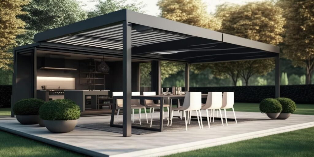 modernes design der terrasse mit blick auf den garten (1)